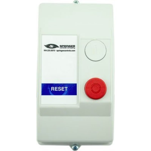 NEMA 4X Enclosed Motor Starter, 9A, 3PH, Remote Start, Reset Button, 250-500V, 4.2-5.7A, Springer Controls Co, Mfr#: AF0906R4G-4D